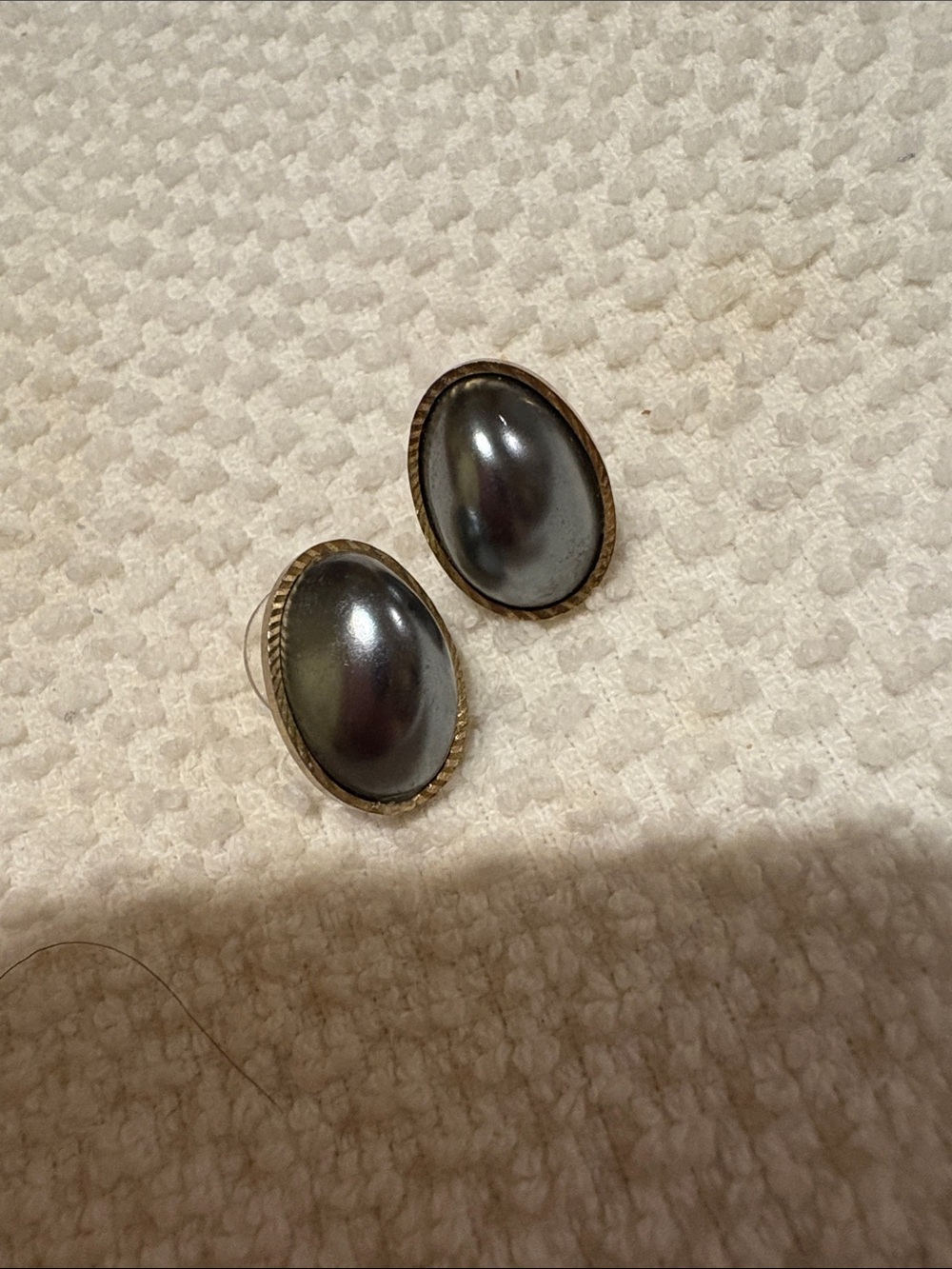 Classic Oval Hematite Cabochon Clip-On Earrings